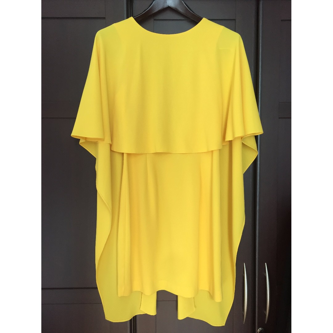 zara yellow cape dress