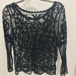 Black Baroque Lace Long Sleeve