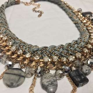 Chunky Grey Marble Statement Necklace