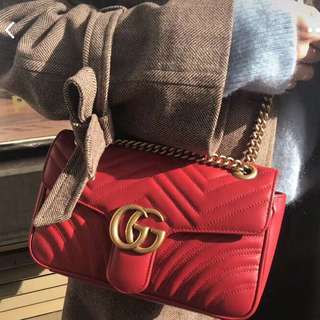 Gucci Marmont Velvet Shoulder Bag in Red, Luxury, Bags & Wallets on  Carousell