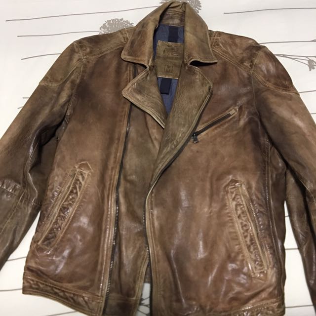 aged leather jacket