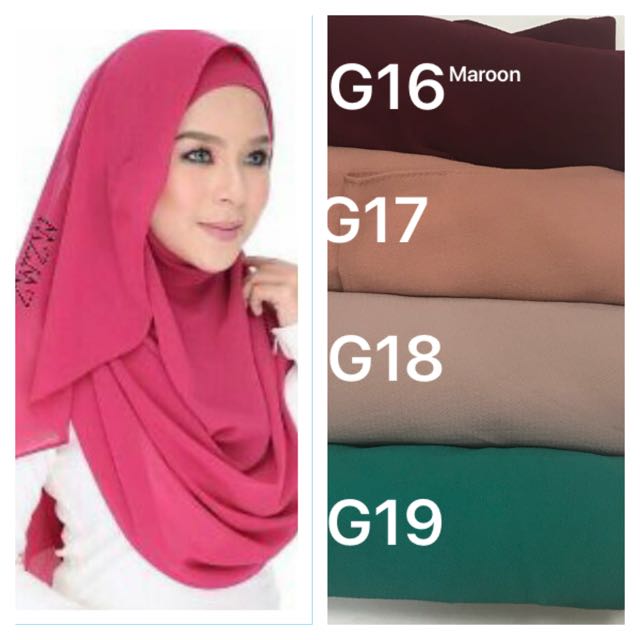 Instant Tudung Bubble Chiffon Hijab Shawl Womens Fashion Muslimah