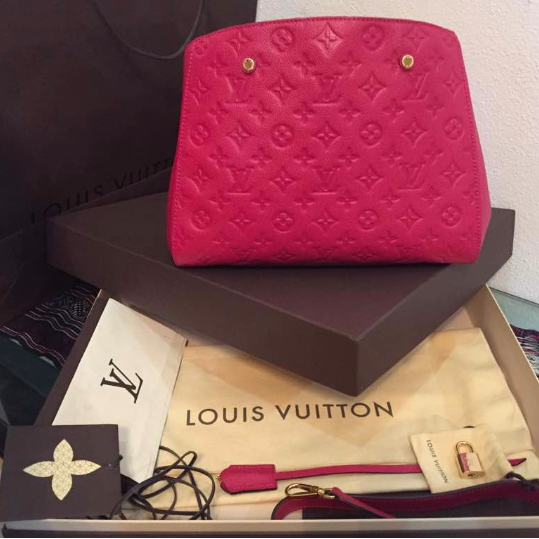 SOLD) Brand New Louis Vuitton Montaigne Empreinte MM in Dahlia