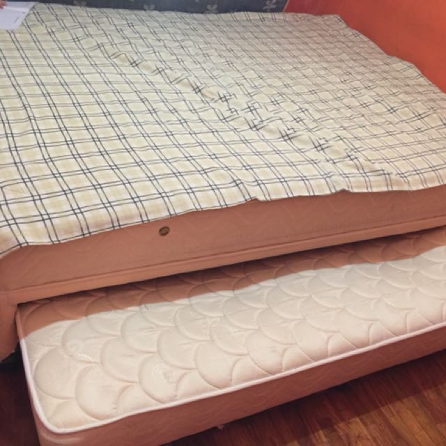 M Queen Size Bed With Pull Out Double 1 Year Old M Queen Size Bed With Pull Out Double 1 Year Old Bought At Sm For 16k Home Furniture On Carou