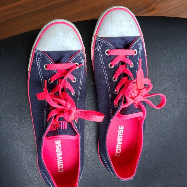 blue converse with pink laces