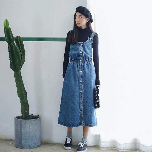 overall long dress denim