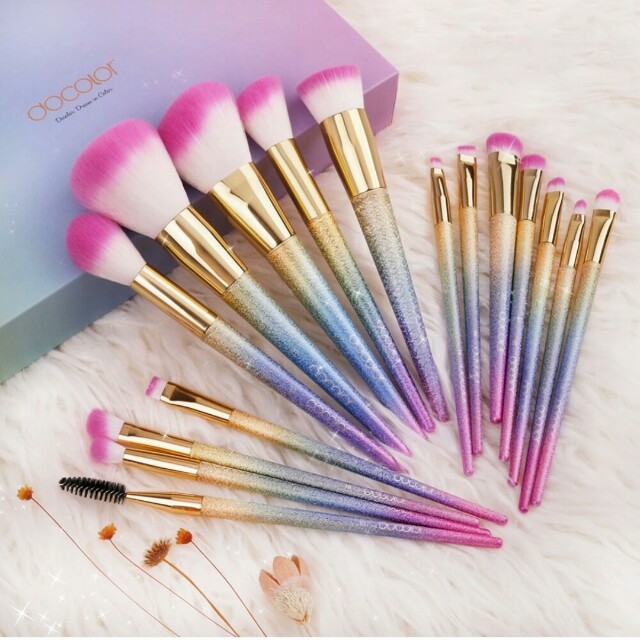 Docolor Makeup Brush Set Rainbow Fantasy Unicorn Metalic Original