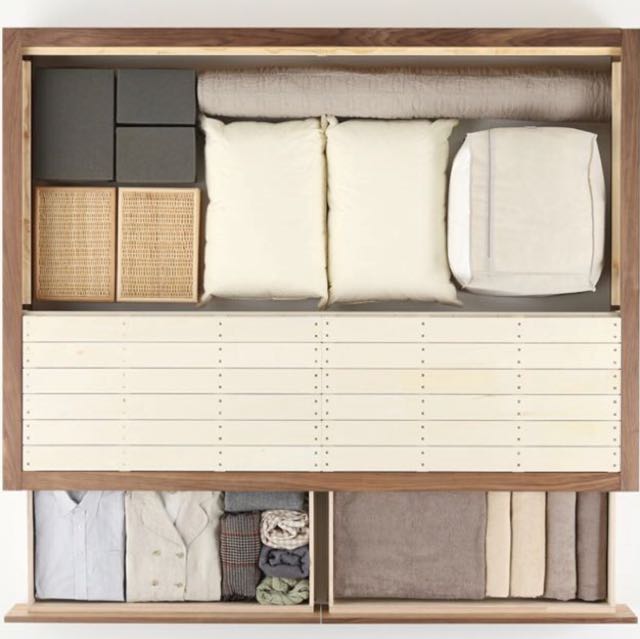 Muji Storage Bed Double Oak, Furniture, Beds & Mattresses on Carousell
