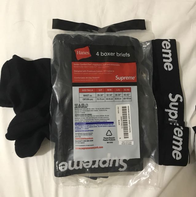 SUPREME/ HANES/ WHITE UNDERWEAR BOXER BRIEFS SIZE MEDIUM (SINGLES ONE BOXER)  NEW