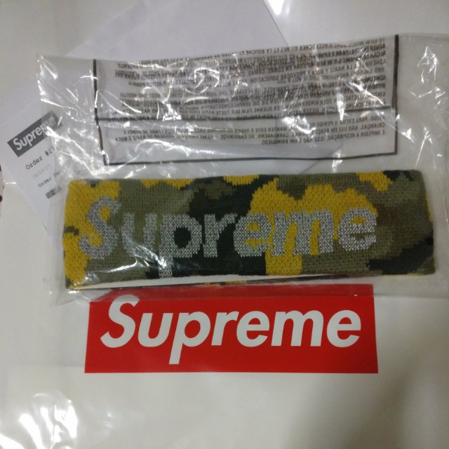 Supreme Headband Yellow Camo Men s Fashion Watches Accessories