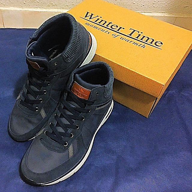 Winter Time Men S Water Resistant Winter Casual Shoes Navy Blue