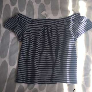 Off the shoulder Dotti striped top
