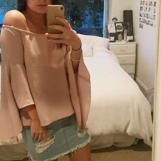 Baby pink off the shoulder top