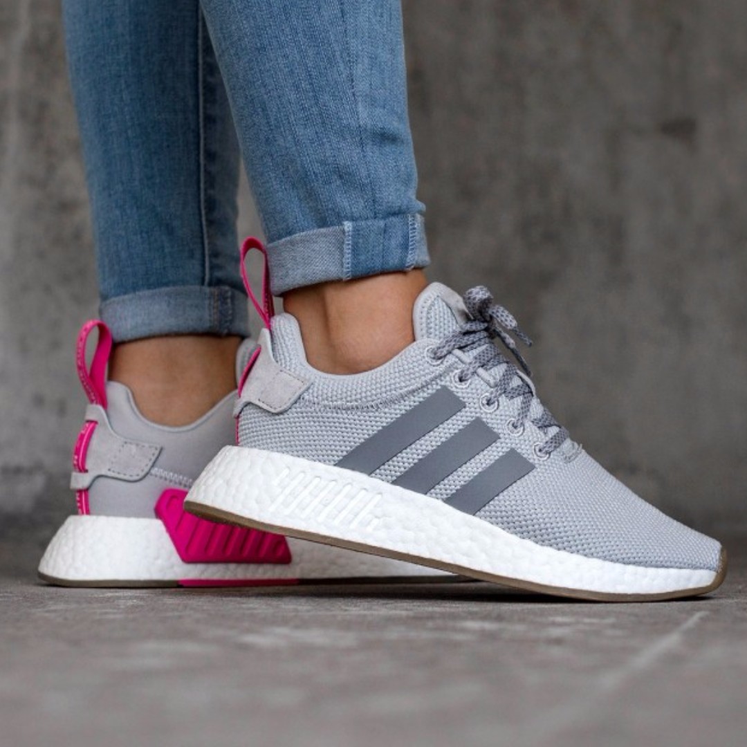 Adidas NMD R2 W Womens Grey Pink, Fashion, Sneakers on Carousell