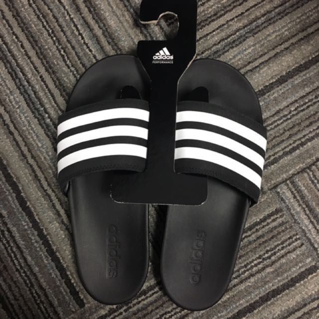 Adilette cloudfoam plus stripes slides Women s Fashion Footwear Flipflops and Slides on Carousell