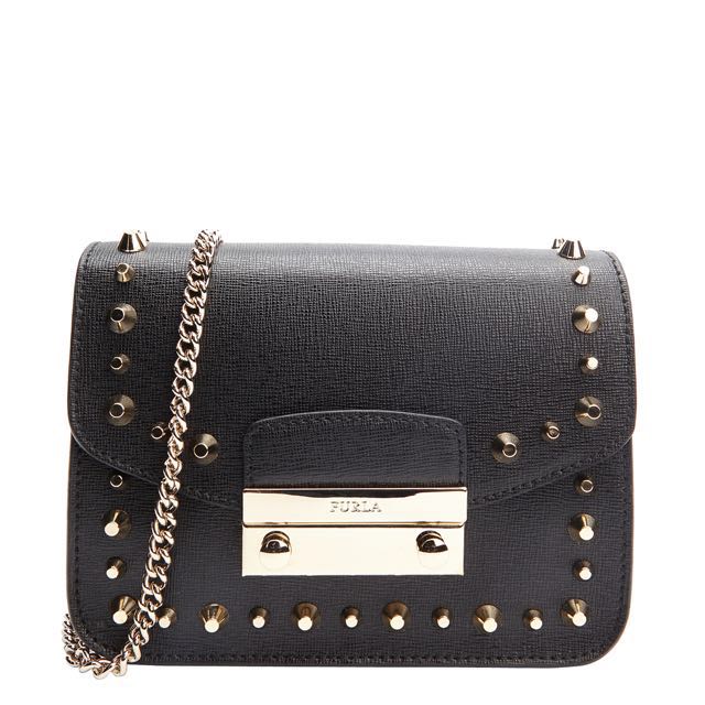 Furla Julia Studded Leather Mini Crossbody Bag in Black, Women's ...