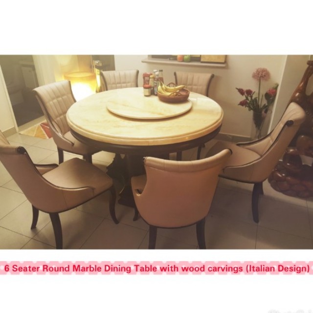High End Marble Dining Table X 6 Seater Home Furniture Furniture On Carousell