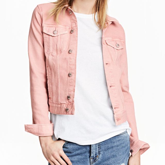 H M PINK DENIM JACKET Women s Fashion Coats Jackets and