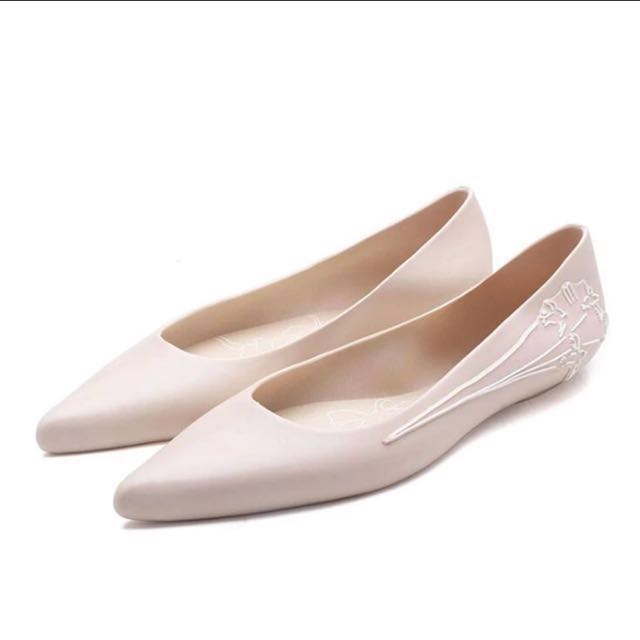 Nude Pointed Jelly Flats US Size 8 