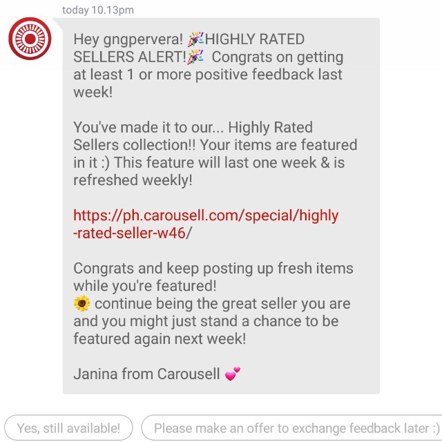 Positive Feedback Alert Thank You Community On Carousell