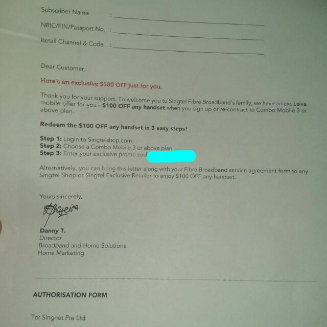 transfer voucher letter Voucher Phone Entertainment, Gift For Up, Sign Singtel