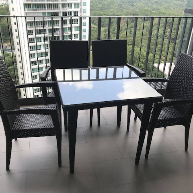 Balcony Set Table 80 X 80 Cm 4 Chairs With Armrests Furniture