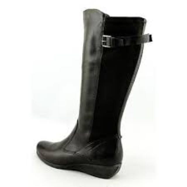 Black Boots Ecco High ZIP with small buckle leather and suede Women s Fashion Footwear Boots on Carousell