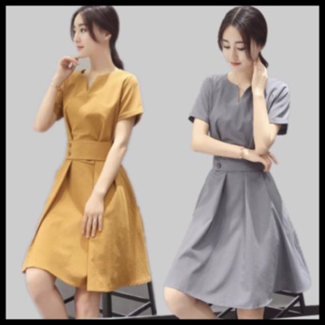 korean yellow dress