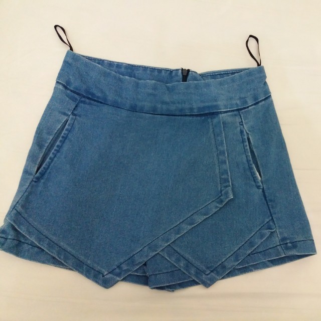 Denim Origami Skort Women S Fashion Bottoms Other Bottoms On Carousell