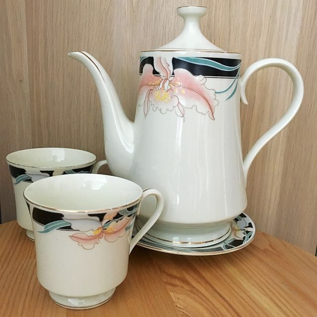 Elegance Ivory Fine China Teapot Cups Cup Set Vintage Home Decor ... Elegance Ivory Fine China Teapot Cups Cup Set Vintage Home Decor ...