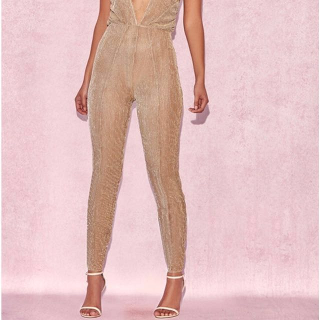 house of cb gold jumpsuit