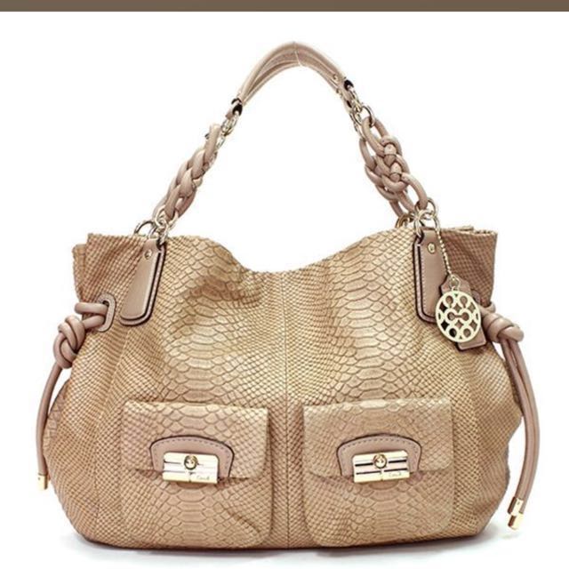 Limited Edition Coach Python Embossed Leather Kristin Large Tote Bag