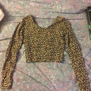 Cheetah Print Long sleeve Cropped Top
