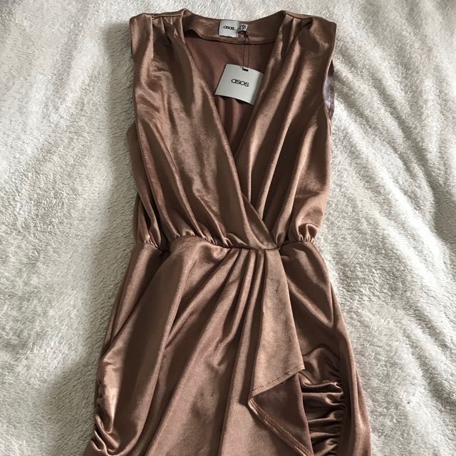 bronze wrap dress