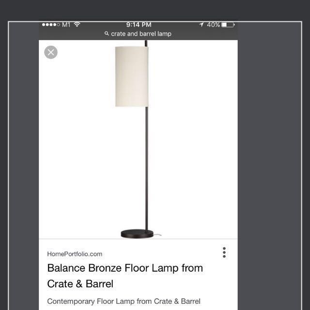 Crate and barrel floor lamp, Furniture & Home Living, Home Decor, Other