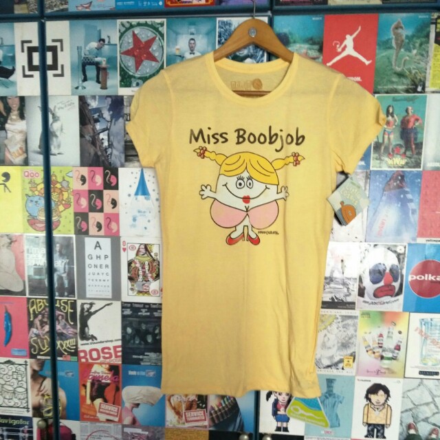 David Goliath Yellow Miss Boob Job Tee Women S Fashion Clothes
