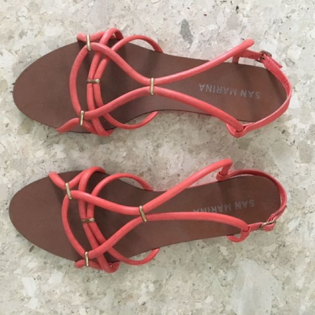 French San Marina orange sandals leather