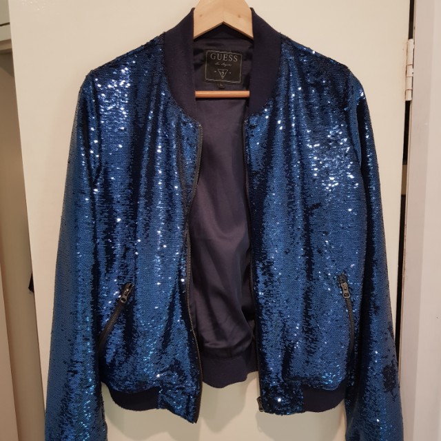 guess sequin bomber jacket