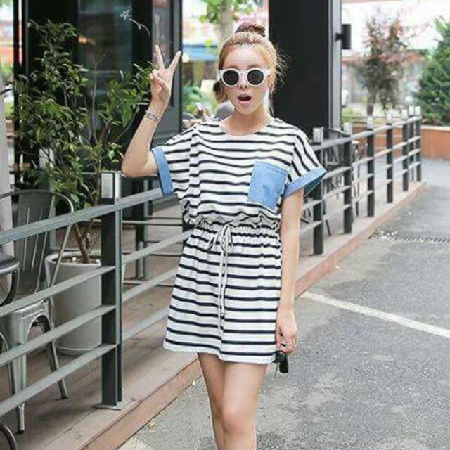 korean striped dress