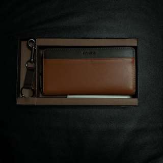 全新正品 Coach 咖啡撞色長夾