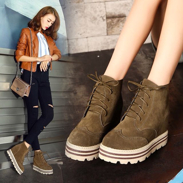 high heel round head martin boots