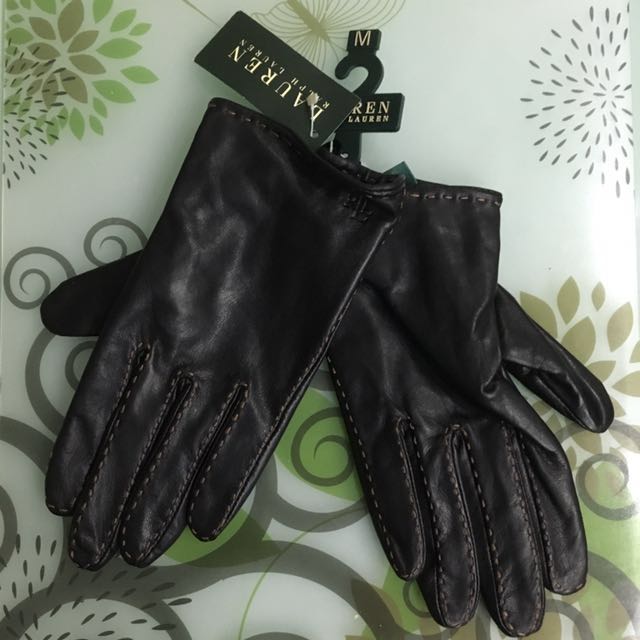 ralph lauren leather gloves women's