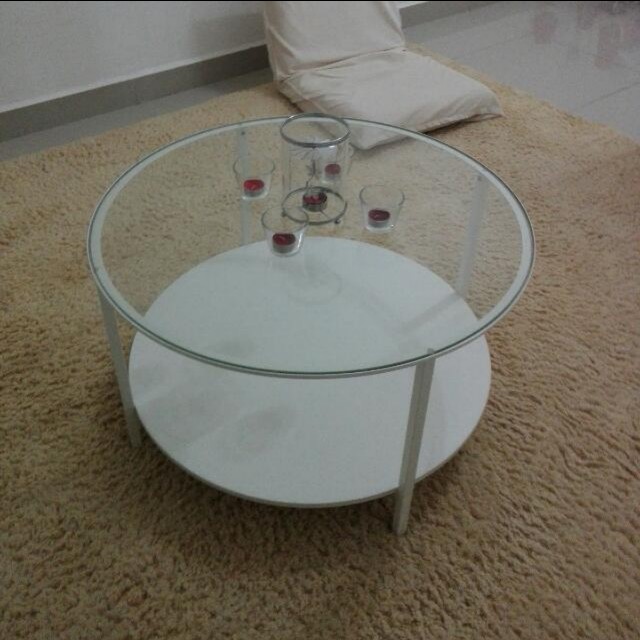 Ikea round glass coffee table, Furniture & Home Living, Furniture