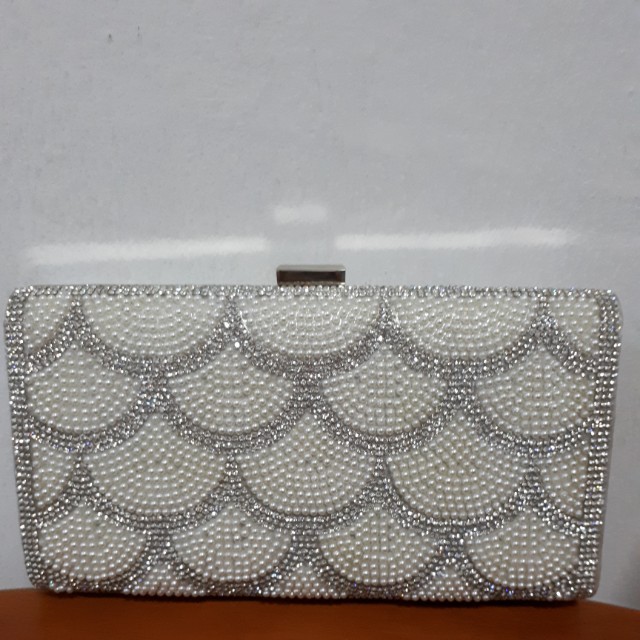 Transparent Clutch with Faux Pearl