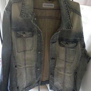 Vintage Denim jacket .. stonewash Unisex...Xxxl or size 20 plus