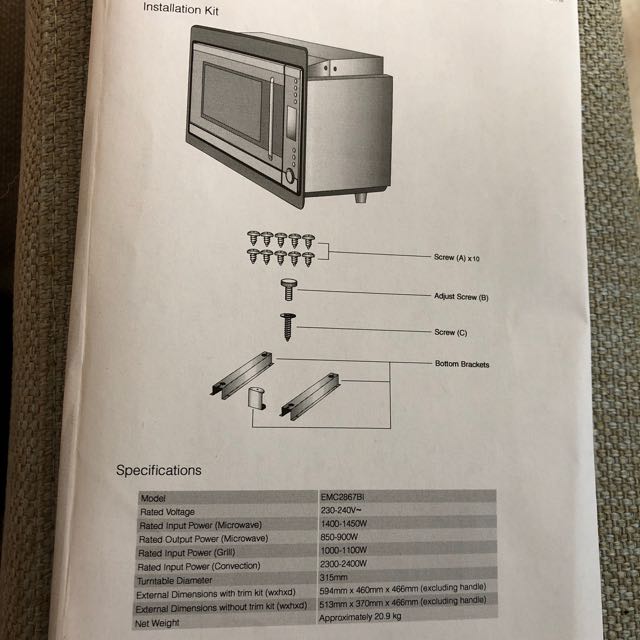 Westinghouse WMS281SB Dimension And Installation Manual