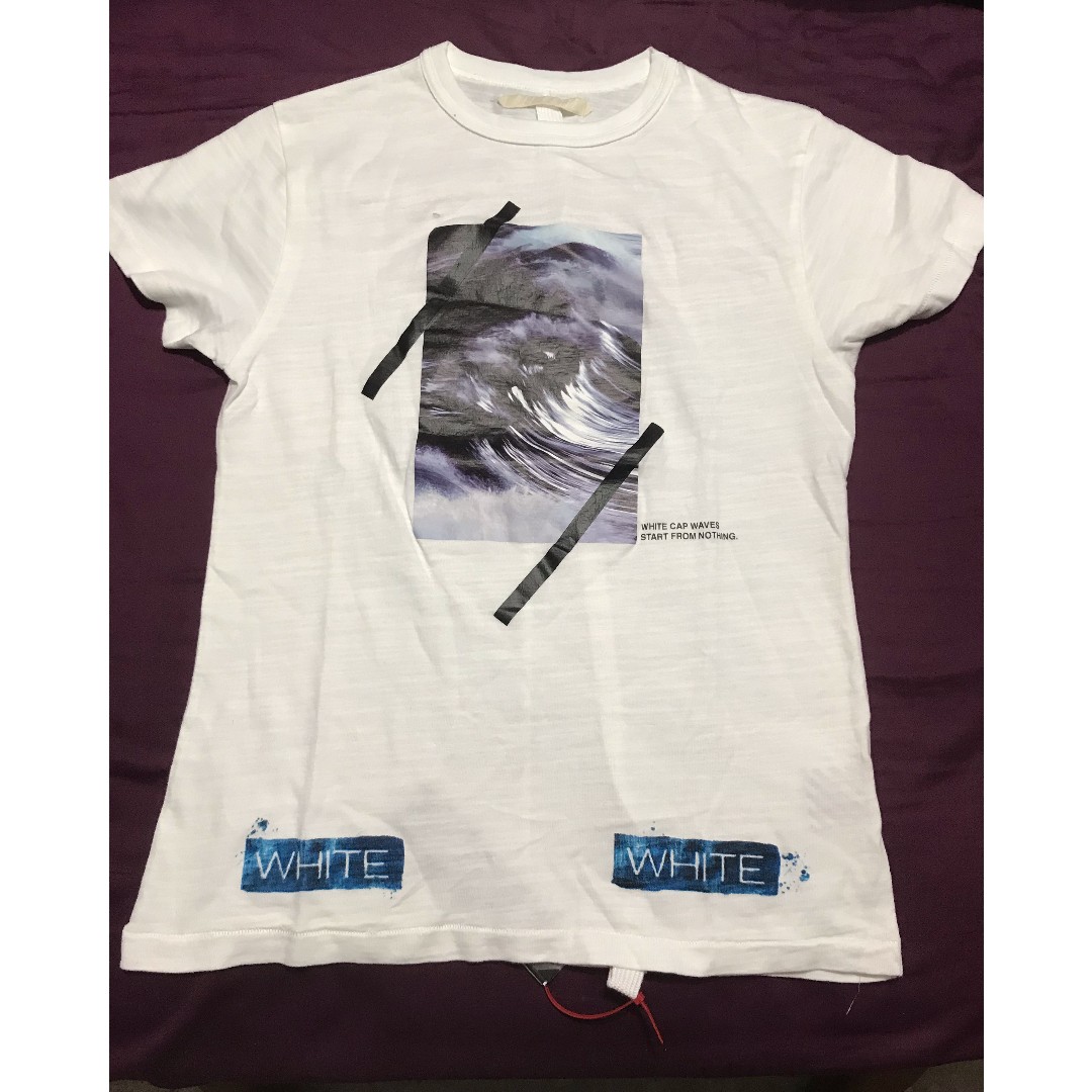 kig ind massefylde valg Off White 15SS Waves Tee, Men's Fashion, Tops & Sets, Tshirts & Polo Shirts  on Carousell