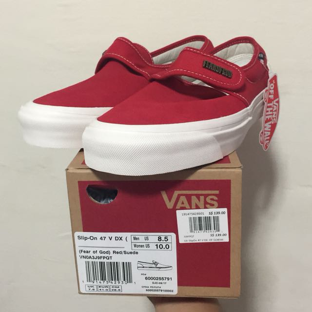Vans X Fear of God Red Slip On size 8.5US Men s Fashion Footwear Sneakers on Carousell