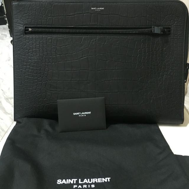 YSL BLACK leather document holder, Luxury, Bags & Wallets on Carousell