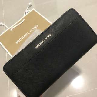 全新正品！Michael Kors 長夾 /黑色 付專櫃提袋紙盒/收據